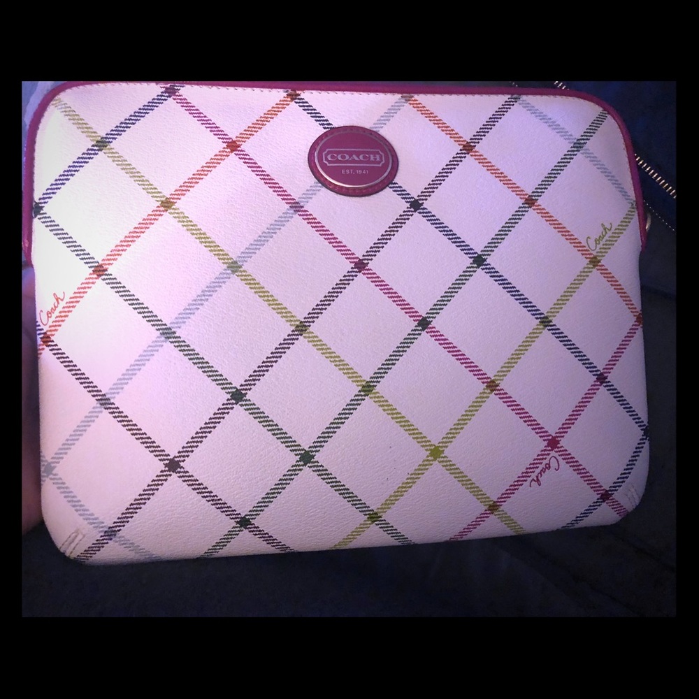 NWOT Coach plaid iPad cover/purse